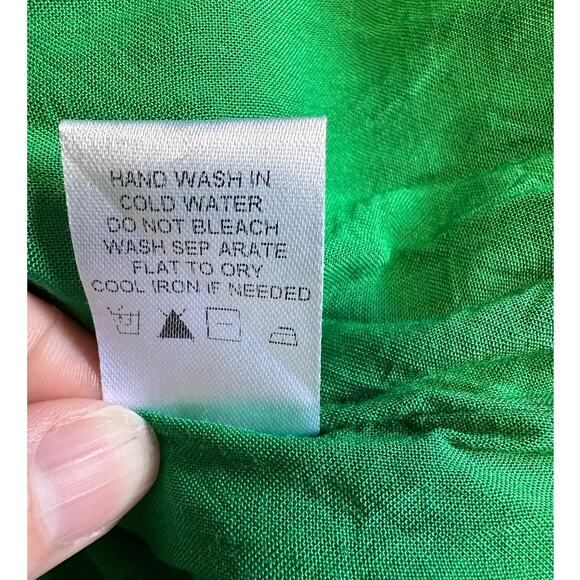 Emelia Kelly Green Puff Sleeve Tiered Ruffle Tie Back Dress, Size M - Picture 5 of 7